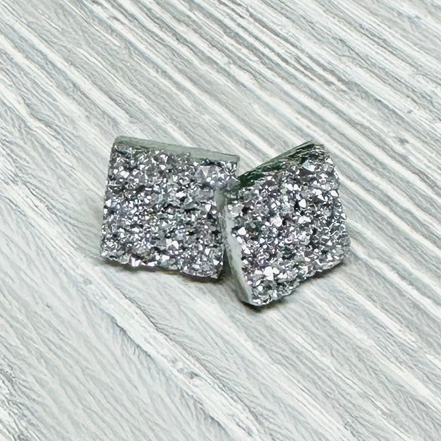 Silver Chunky Druzy Studs
