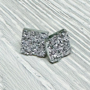 Silver Chunky Druzy Studs