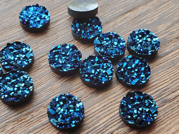 Metallic Navy Druzy Studs