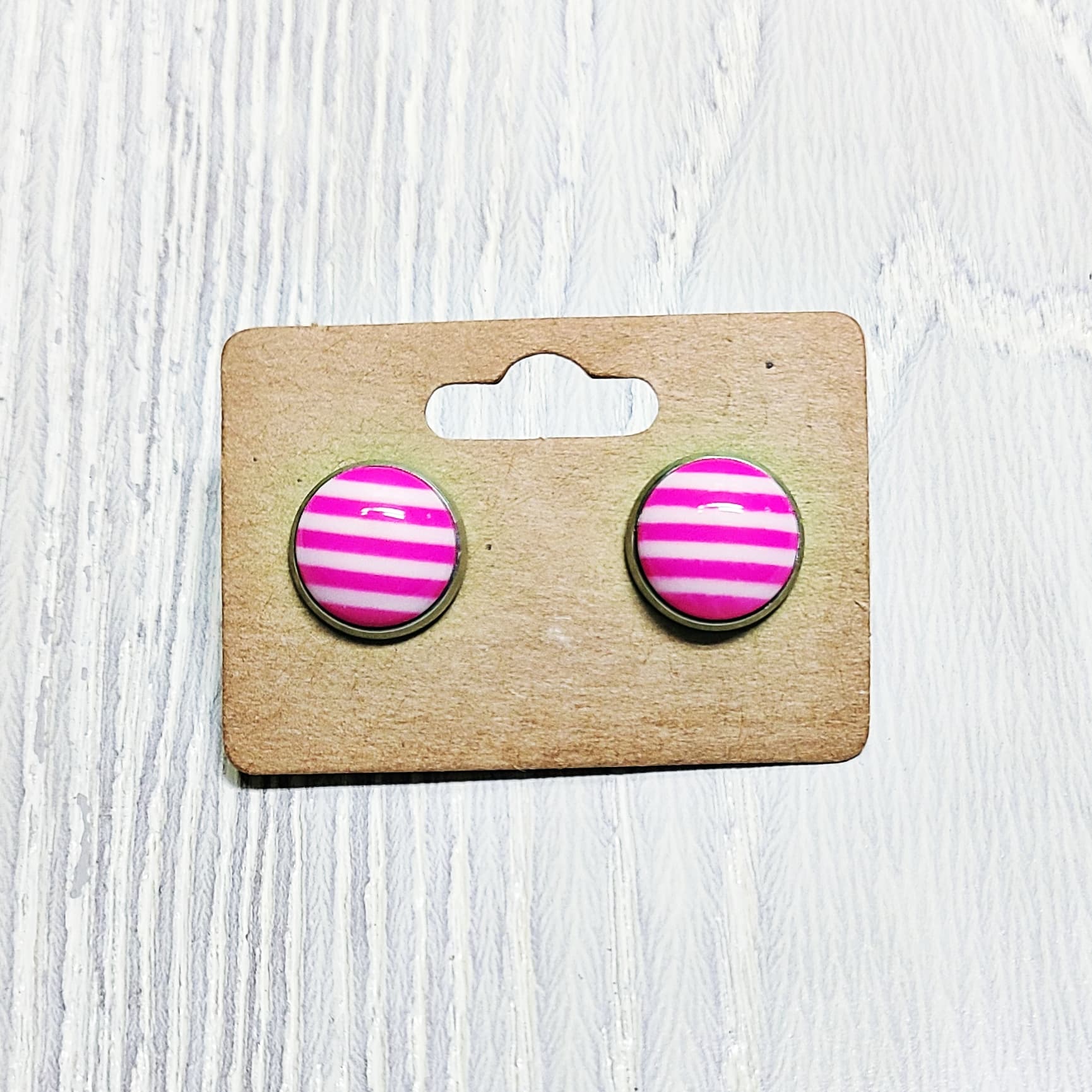 Pink Stripe Studs