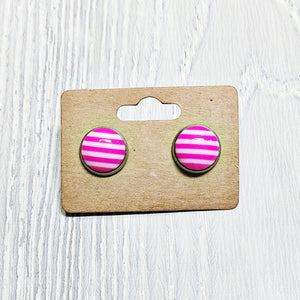 Pink Stripe Studs