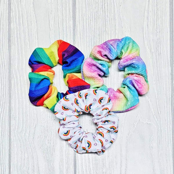 Rainbow Road Scrunchies